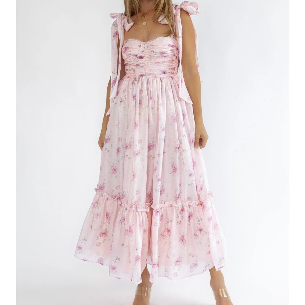Rose Pink Dress with bow detail by Mable